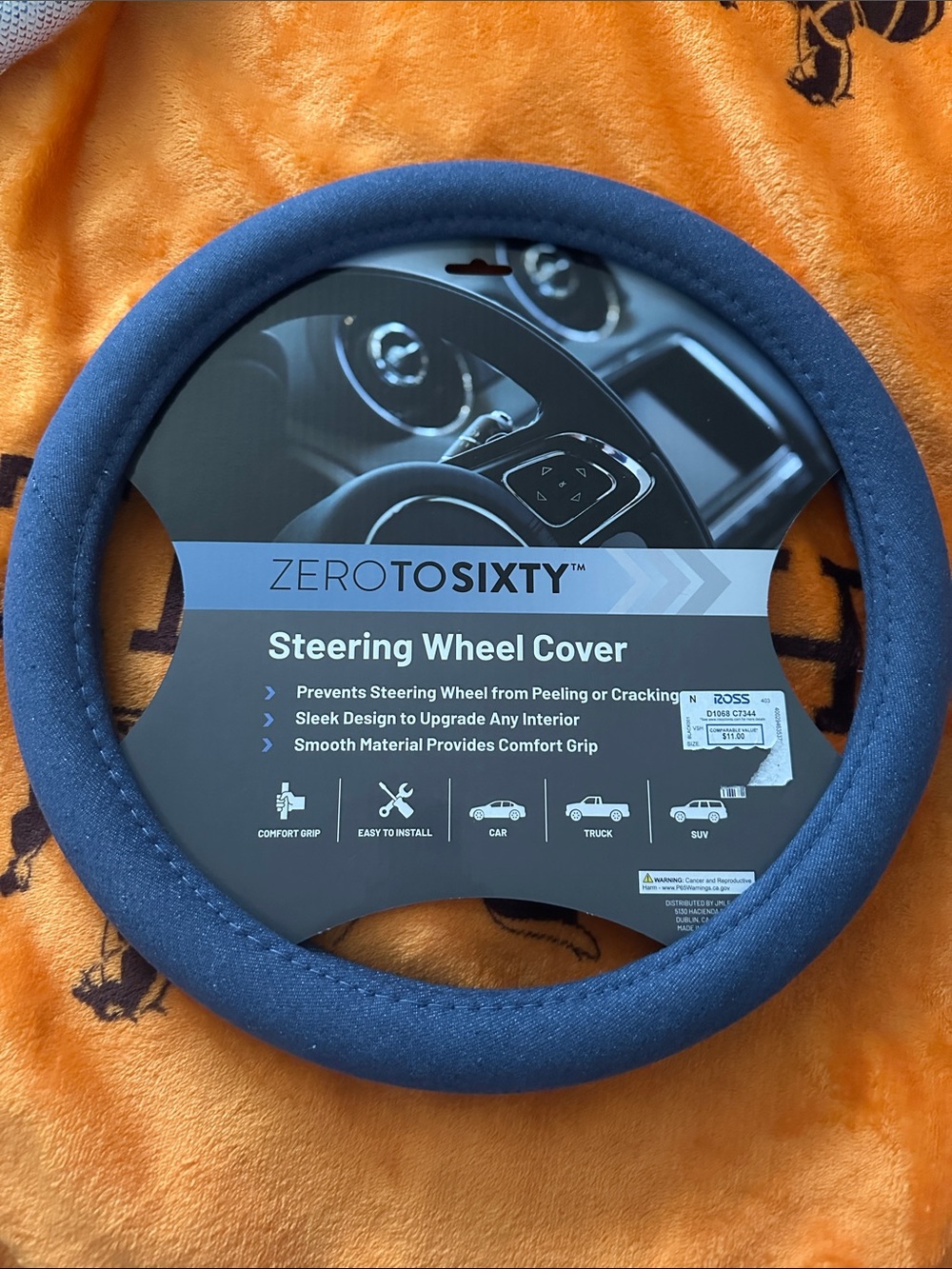 ZeroToSixty Navy Blue Steering Wheel Cover